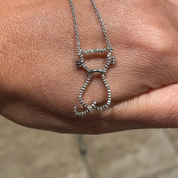Silver Diamond Cat Necklace - Picture 2 of 4